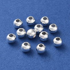 ラックメッキ真鍮スペーサービーズ  長持ちメッキ  鉛フリー＆カドミウムフリー  ラウンド  銀  4x3mm  穴：1.5mm&nbsp;KKB-I709-03D-S