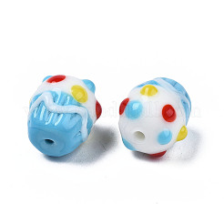 手作り凹凸柄ランプワークビーズ連売り  ケーキ  ライトスカイブルー  12.5x11~11.5mm  穴：1.2mm  約40個/連  19.69インチ（50cm）&nbsp;LAMP-N021-030