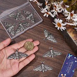 ハロウィーンチベットスタイルの合金製ビッグペンダント10個  蛾  アンティークシルバー  34.5x57.5x5mm  穴：2.5mm&nbsp;ENAM-SC0007-42