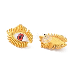 プラスチックアイスタッドピアス  黄金合金のイヤリング  レッド  34.5x23mm&nbsp;EJEW-Z029-01C