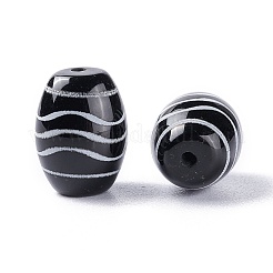 チベット風ジービーズ  天然石瑪瑙ビーズ  染め＆加熱  オーバル  波の模様  13.5x10mm  穴：1.2mm&nbsp;TDZI-Z001-21