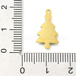 クリスマスをテーマにしたイオンプレーティング（IP）304ステンレススチールエナメルペンダント  14KGP本金メッキ  クリスマスツリー  17.5x10x0.8mm  穴：1mm&nbsp;STAS-B075-36G-03