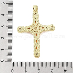18k ゴールドメッキ真鍮製ガラスペンダント  クロス  ミックスカラー  42.5x29.5x4mm  穴：3.5x3.9mm&nbsp;KK-A209-32G