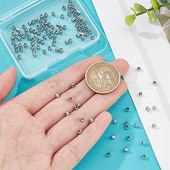 120個 3スタイル 201ステンレススチールビーズ  ツイル柄のラウンド  ステンレス鋼色  3x2.5mm  穴：1.2~1.5mm  40個/スタイル&nbsp;STAS-NB0001-69