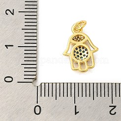 本物の 18k 金メッキ ラックメッキ 真鍮 マイクロパヴェ キュービックジルコニア ペンダント チャーム  長持ちメッキ  鉛フリー＆カドミウムフリー  ハムサの手  14x10x3mm  穴：3mm&nbsp;KK-S396-01J
