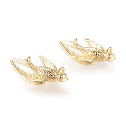 真鍮製ペンダントリンク  長持ちメッキ  ツバメの形  ゴールドカラー  24x14x4.8mm  穴：1.2mm&nbsp;LS-KK-K250-08G