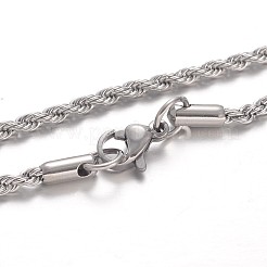 変色しない304ステンレススチールロープチェーンネックレス  カニカン付き  ステンレス鋼色  27.6インチ（70cm）  2.2mm&nbsp;NJEW-F195-05C-P