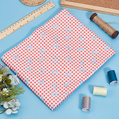 蝶結びとタータン柄のコットン生地  服飾材料  DIYの工芸品について  レッド  1000x1600x0.2mm&nbsp;DIY-WH0890-31A