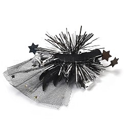 新年パーティー用アイロンヘアクリップ  メッシュ  ペットと金の玉ねぎの布のヘアアクセサリー  スター  65x100x16mm&nbsp;OHAR-R102-01F