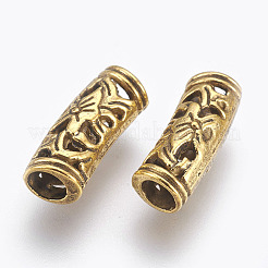 チベット風合金チューブビーズ  アンティーク黄金  19x6mm  穴：4mm&nbsp;LS-PALLOY-F133-17AG