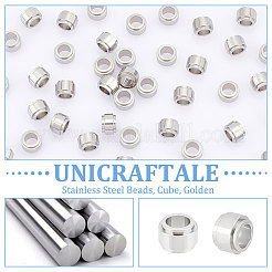 201ステンレススチールビーズ100個  コラム  ステンレス鋼色  6x4mm  穴：3.5mm&nbsp;STAS-UN0048-82