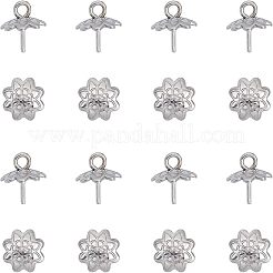 ステンレス鋼ペグベイルペンダント  カップペグベイル  片穴ビーズ  8花びら  花  ステンレス鋼色  8x7.5x7.5mm  穴：1.2mm  ピン：0.6mm  100個/箱&nbsp;STAS-UN0009-65