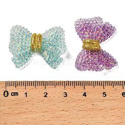 クリア樹脂カボション  蝶結び  グリッターパウダー付き  ミックスカラー  22.5x30x7.5mm&nbsp;CRES-I044-04
