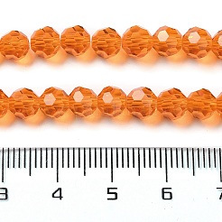 透明ガラスビーズ  ファセット（32ファセット）  ラウンド  ダークオレンジ  6mm  穴：1mm  約98個/連  20.47インチ（52cm）&nbsp;LS-EGLA-A035-T6mm-D05