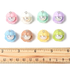 16個8色不透明樹脂ペンダント  シェル形状  プラチナアイアンループ付き  ミックスカラー  20x18mm  穴：2mm  2個/カラー&nbsp;RESI-FS0002-02