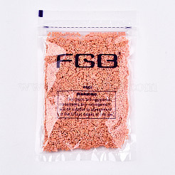 Fgb2穴ガラスシードビーズ  不透明なつや消し色の虹  長方形  ライトサーモン  4.5~5x2x1~1.5mm  穴：0.5~0.8mm  約4000個/袋&nbsp;SEED-S031-S-SQ50FR
