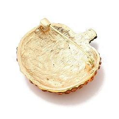 ハロウィン用の合金ラインストーンラペルピン（バックパック用）  カボチャ  トパーズ  43x42mm&nbsp;JEWB-C049-03KCG