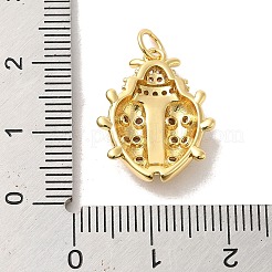 真鍮ピンクキュービックジルコニアペンダント  丸カン付き  てんとう虫  14KGP本金メッキ  20x15.5x4.5mm  穴：3.5mm&nbsp;KK-M278-11G
