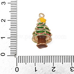 クリスマス合金エナメルペンダント  ゴールドカラー  クリスマスツリー  21x11mm  穴：1.5mm&nbsp;ENAM-F156-01G-04