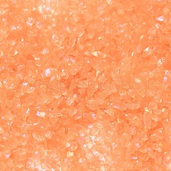 透明電気めっきの砕いたガラス工芸品  ABカラーメッキ  不規則なガラスチップ  ネイルアート用 diy 花瓶フィラー  ライトサーモン  1.5~2x1.5~2mm&nbsp;GLAA-F123-01