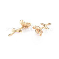 真鍮の誕生花コネクタ チャーム  ニッケルフリー  18KGP本金メッキ  花柄  23x10x7mm  穴：1mm&nbsp;KK-S364-233