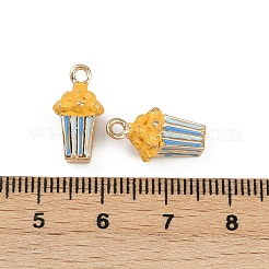 真鍮合金ペンダント  エナメル  ラックめっき  ゴールドカラー  ポップコーン  15.5x9x9mm  穴：1.6mm&nbsp;KK-R226-17G-05