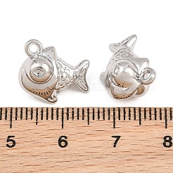 合金チャーム  魚のチャーム  ラックめっき  カドミウムフリー＆鉛フリー  プラチナ  13.5x14x9.5mm  穴：1.4mm&nbsp;AL-CBA83D5-22P