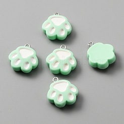 不透明樹脂ペンダント  プラチナメッキ鉄ループ付き  猫の爪チャーム  アクアマリン  21x20x7.5mm  穴：2mm&nbsp;RESI-TAC0004-25C