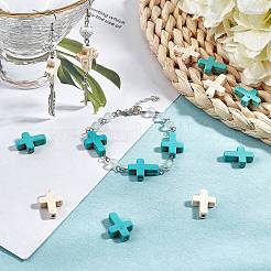 合成ターコイズビーズ連売り  染め  クロス  ミックスカラー  20x15x4mm  穴：1mm＆25x18x5mm  穴：1mm&nbsp;TURQ-PH0002-01