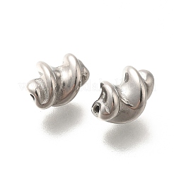 変色防止304ステンレススチールビーズ  ツイスト  ステンレス鋼色  11.5x7.5mm  穴：1.5mm&nbsp;STAS-I321-54P