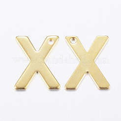 304ステンレススチールチャーム  文字L  イニシャルチャーム  18KGP本金メッキ  文字.x  11x6~12x0.8mm  穴：1mm&nbsp;STAS-P141-X