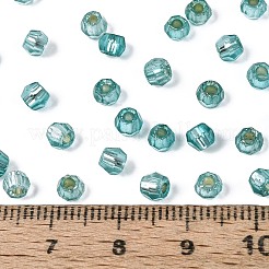 銀並ぶガラスシードビーズ  双円錐形  ライトシーグリーン  3x4mm  穴：1.5~1.6mm  約9000個/ポンド&nbsp;SEED-T007-18A-07