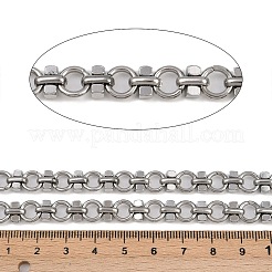 キューブリンクチェーン付き304ステンレススチールリング  溶接されていない  スプールで  ステンレス鋼色  8x1.5mm&nbsp;CHS-A019-05P