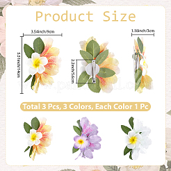 3個3色の布製ワニ口ヘアクリップ  花  ミックスカラー  84x140x30mm  1pc /カラー&nbsp;OHAR-CN001-04