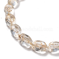 透明ガラスビーズ連売り  オーバル  透明  11x8x5.5mm  穴：1mm  約32個/連  13.78インチ（35cm）&nbsp;GLAA-F114-05I