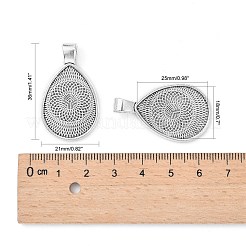 合金カボションセッティングペンダント  ティアドロップ  アンティークシルバー  トレイ：18x25mm  36x21mm&nbsp;X-PALLOY-E436-87AS