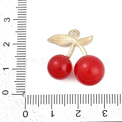 合金ペンダント  チェリーペンダント  樹脂と  ゴールドカラー  22.5x25.5x12mm  穴：2mm&nbsp;FIND-K020-19B-G