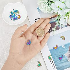 201ステンレススチール製バニーペンダント20個  兎  イースターのウサギ  虹色  16x12x1mm  穴：1.5mm&nbsp;STAS-HY0001-02RC
