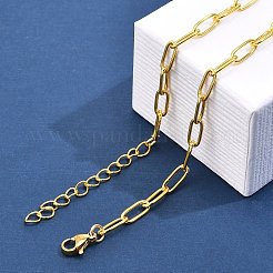 304ステンレススチールペーパークリップチェーンネックレス女性男性用  ゴールドカラー  17.91インチ（45.5cm）&nbsp;NJEW-G161-01G