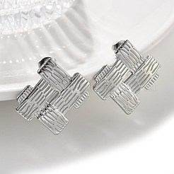 女性用304ステンレススチールスタッドピアス  編まれた  ステンレス鋼色  26.5x28mm&nbsp;EJEW-K306-26P