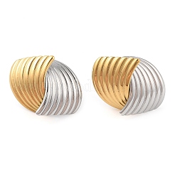女性用304ステンレススチールスタッドピアス  ストライプ スパイラル テクスチャ  18KGP本金メッキ  26x19mm&nbsp;EJEW-Z063-08G