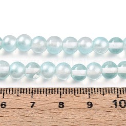 ベーキングペイント透明ガラスビーズ  ラウンド  ツートン  淡いターコイズ  6~6.5mm  穴：1mm&nbsp;X1-DGLA-N011-6mm-05