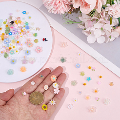 3セット150個の不透明樹脂カボション  花  ミックスカラー  7.5~12x7.5~12x2~6.5mm&nbsp;CRES-CP0001-10