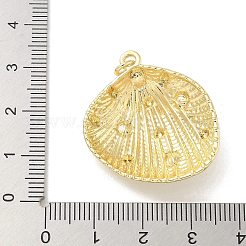 真鍮製エナメルペンダント  カドミウムフリー＆鉛フリー  丸カン付き  18KGP本金メッキ  貝殻の形のチャーム  ホワイト  30x28x7mm  穴：3mm&nbsp;KK-B124-02G-02
