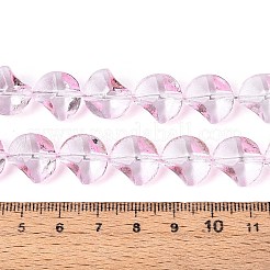 ベーキングペイント透明ガラスビーズ連売り  ナゲット  パールピンク  13.5x13.5x8.5~9mm  穴：0.8~0.9mm  約50個/連  26.38インチ（67cm）&nbsp;DGLA-N017-03C