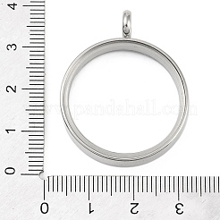 304ステンレススチールロケットペンダント  ガラスと  フラットラウンドのチャーム  ステンレス鋼色  36x29x6mm  穴：5mm&nbsp;STAS-S132-16P-04