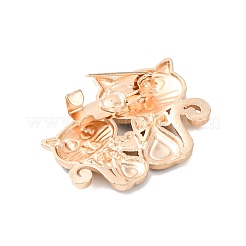 猫エナメルピン  バックパック服用の合金ラインストーンラペルピン  ライトゴールド  ブラック  25x28mm&nbsp;JEWB-H036-04KCG-02
