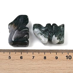 天然苔瑪瑙ウサギディスプレイ装飾  置物家の装飾  風水エネルギーストーンギフト、自宅、オフィス、デスクトップの装飾用  25.5~27.5x16.5~19.5x11.5~12.5mm&nbsp;G-R007-02H