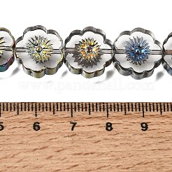 電気メッキ透明ガラスビーズ連売り  花  カラフル  14x14.5x5mm  穴：0.9mm  約29個/連  15.94''（40.5センチメートル）&nbsp;GL-CBA98F0-05A