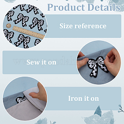 20枚の蝶結び刺繍布アイロン接着/縫い付けパッチ  マスクと衣装のアクセサリー  アップリケ  ブラック  73.5x75x2mm&nbsp;DIY-FG0007-64B